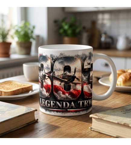 Kubek Ceramiczny Patriotyczny 303 Legenda Trwa Biały 330 ml