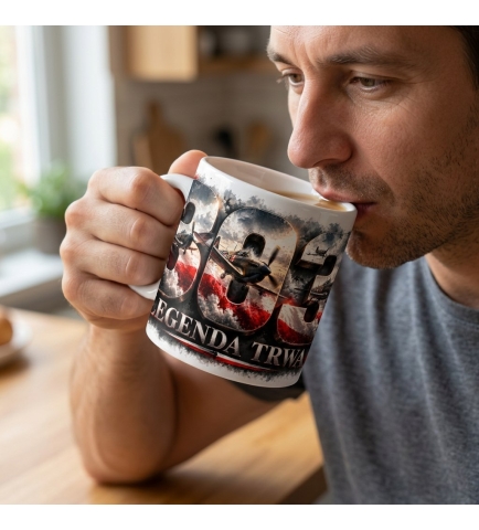 Kubek Ceramiczny Patriotyczny 303 Legenda Trwa Biały 330 ml