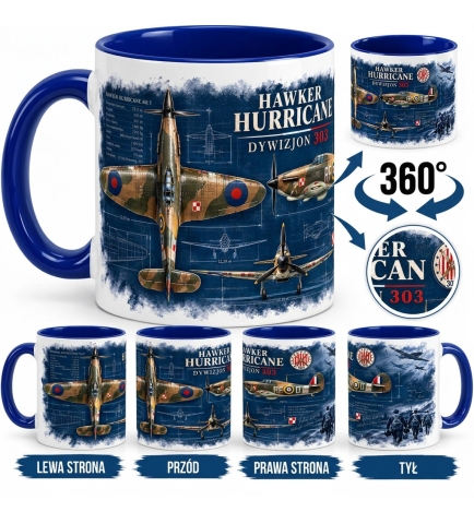 Kubek Patriotyczny Hawker Hurricane Dywizjon 303 Niebieski 330 ml