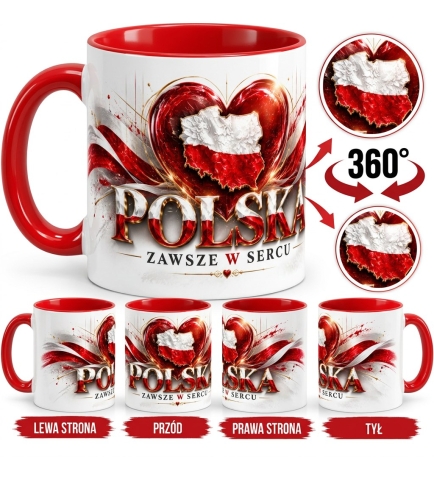 Kubek Patriotyczny Polska Zawsze W Sercu, czerwony