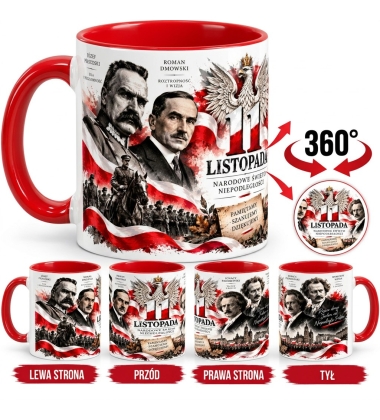 Kubek Patriotyczny Ojcowie Niepodległości 11 Listopada Czerwone Wnętrze