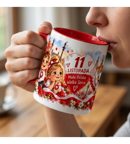Kubek Patriotyczny 11 Listopada Mała Polska Wielkie Serce Czerwone Wnętrze