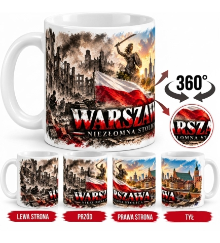 Kubek Patriotyczny Niezłomna Warszawa Nasza Stolica Biały
