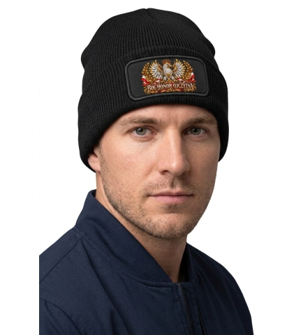 Czapka Zimowa Patriotyczna BHO, Bóg Honor Ojczyzna