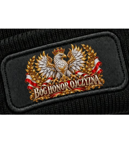 Czapka Zimowa Patriotyczna BHO, Bóg Honor Ojczyzna