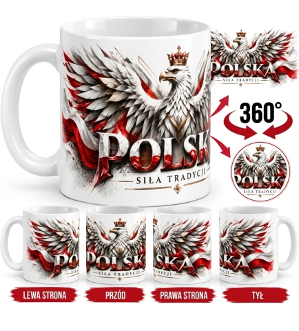 Kubek Patriotyczny Polska Siła I Tradycja Biały 330 ml