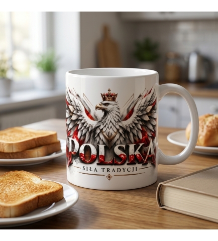 Kubek Patriotyczny Polska Siła I Tradycja Biały 330 ml