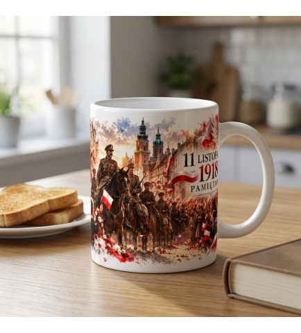 Kubek Patriotyczny pamiętamy 1918 Święto Niepodległości ceramiczny biały 330 ml