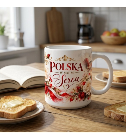 Kubek Patriotyczny Polska w moim sercu biały 330 ml