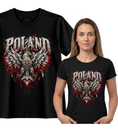 Koszulka Damska Patriotyczna Poland Czarna