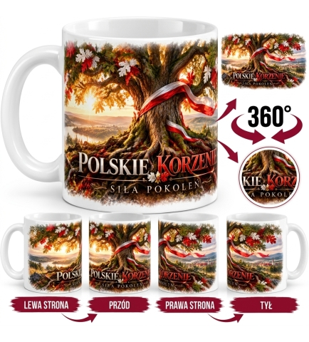 Kubek Patriotyczny Polskie Korzenie, Siła Pokoleń, biały