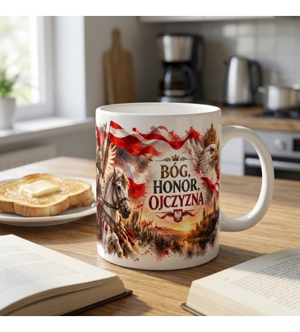 Kubek Patriotyczny Bóg Honor Ojczyzna Husaria 330 ml
