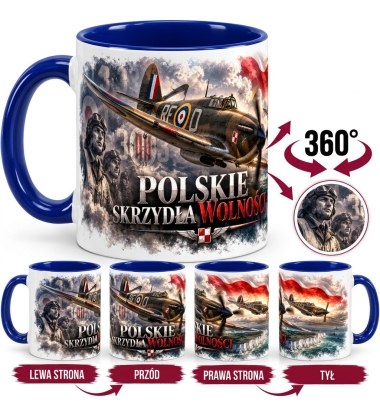 Kubek patriotyczny biało-niebieski 303 Polskie Skrzydła Wolności 330 ml