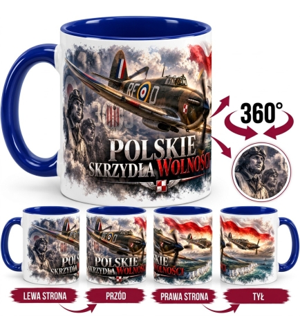 Kubek patriotyczny biało-niebieski 303 Polskie Skrzydła Wolności 330 ml
