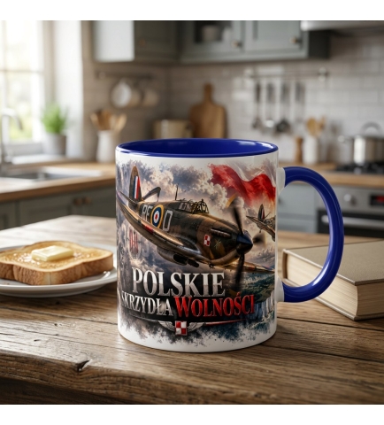 Kubek patriotyczny biało-niebieski 303 Polskie Skrzydła Wolności 330 ml