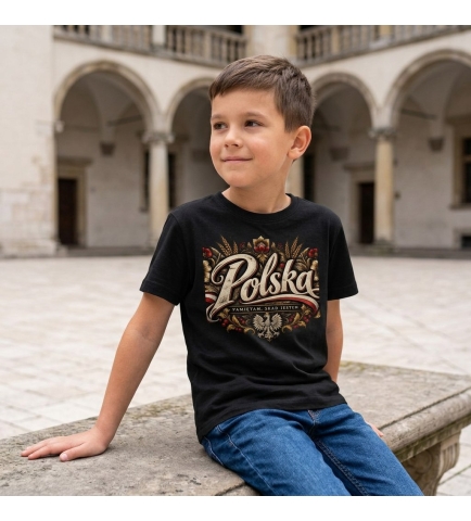 Koszulka dziecięca patriotyczna Polska czarna