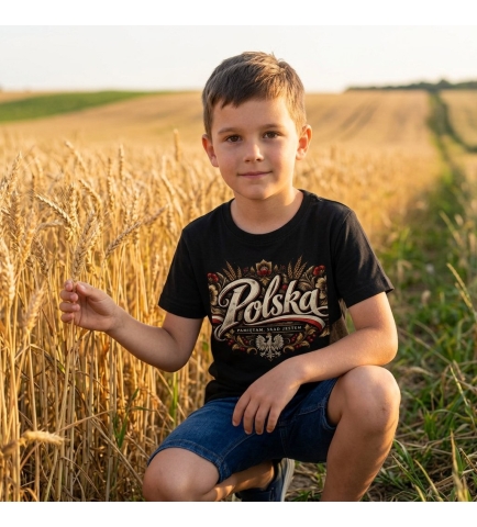Koszulka dziecięca patriotyczna Polska czarna