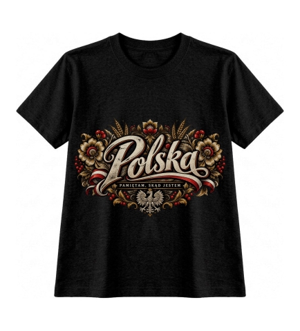 Koszulka dziecięca patriotyczna Polska czarna
