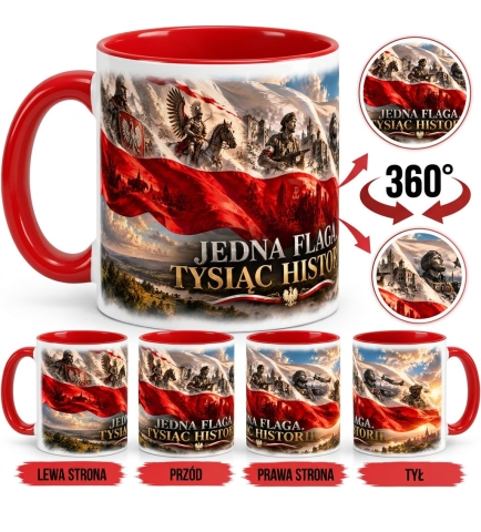 Kubek Patriotyczny Jedna Flaga, Czerwone wnętrze i ucho