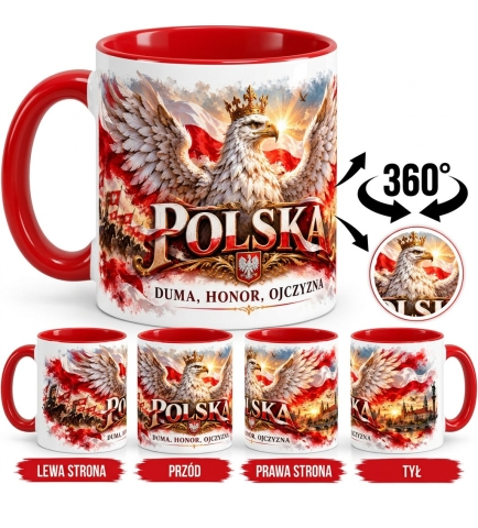 Kubek Patriotyczny Polska Duma Honor Ojczyzna Czerwony 330 ml
