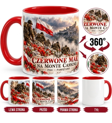 Kubek Patriotyczny biało czerwony Czerwone Maki Monte Cassino