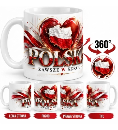 Kubek Patriotyczny Polska Zawsze W Sercu, biały