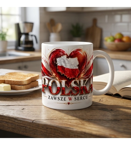 Kubek Patriotyczny Polska Zawsze W Sercu, biały