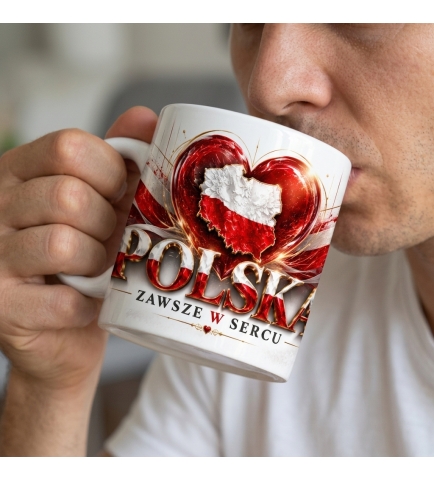 Kubek Patriotyczny Polska Zawsze W Sercu, biały