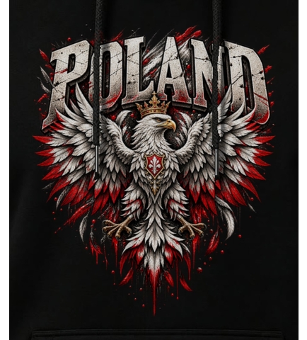 Bluza DAMSKA z kapturem patriotyczna Poland orzeł czarna