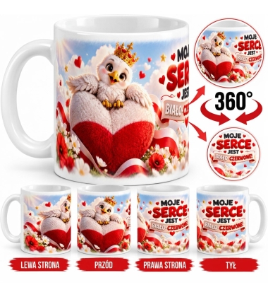Kubek Patriotyczny Moje Serce Biało Czerwone 330 ml