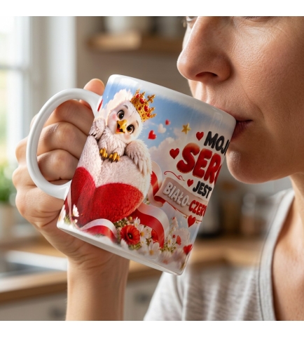 Kubek Patriotyczny Moje Serce Biało Czerwone 330 ml