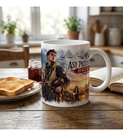 Kubek Ceramiczny Patriotyczny Asy Przestworzy Dywizjon 303 330 ml Biały