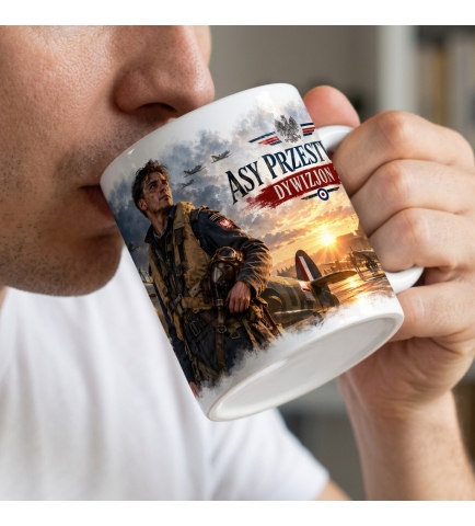 Kubek Ceramiczny Patriotyczny Asy Przestworzy Dywizjon 303 330 ml Biały